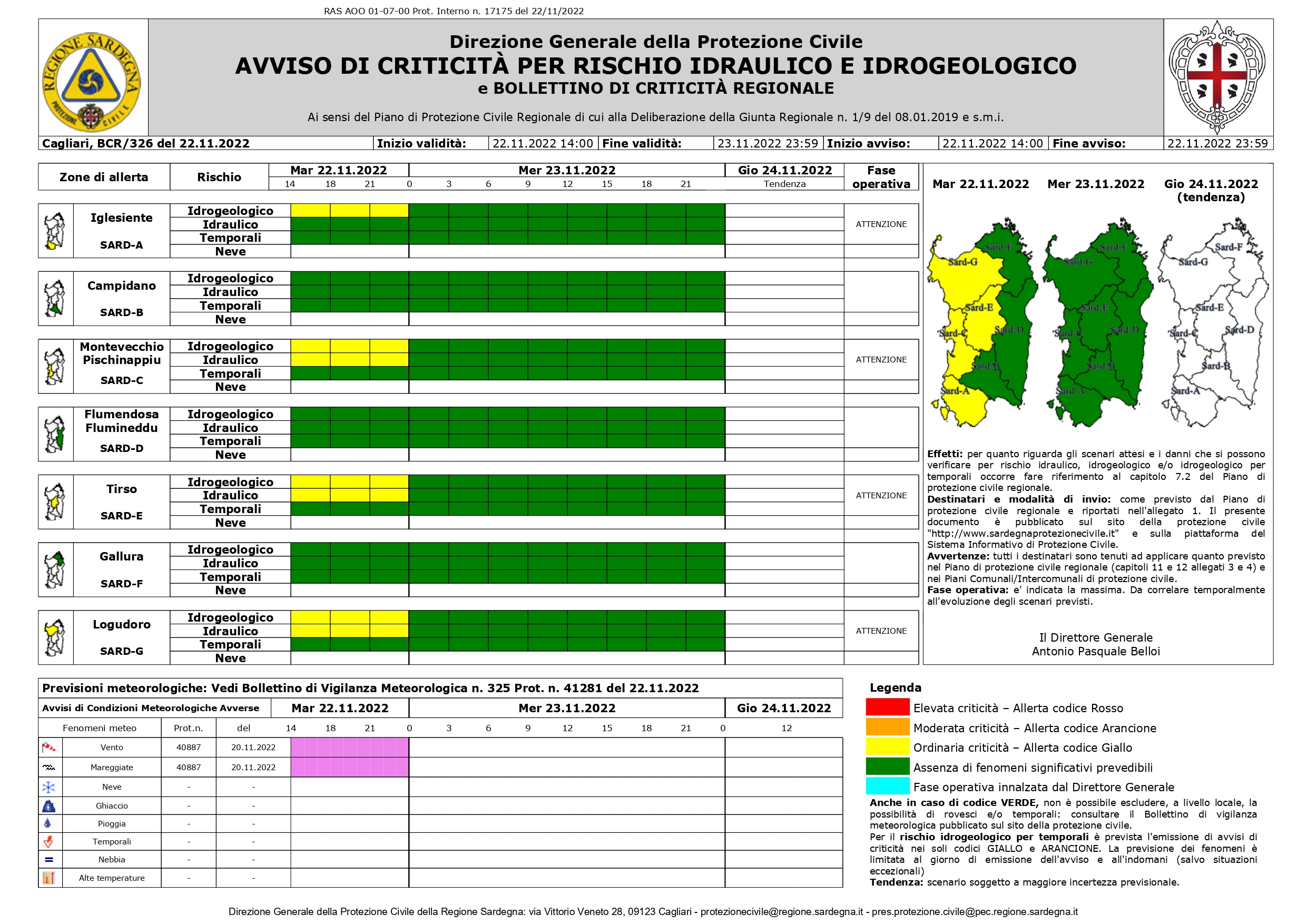 Allerta meteo - mappa del rischio