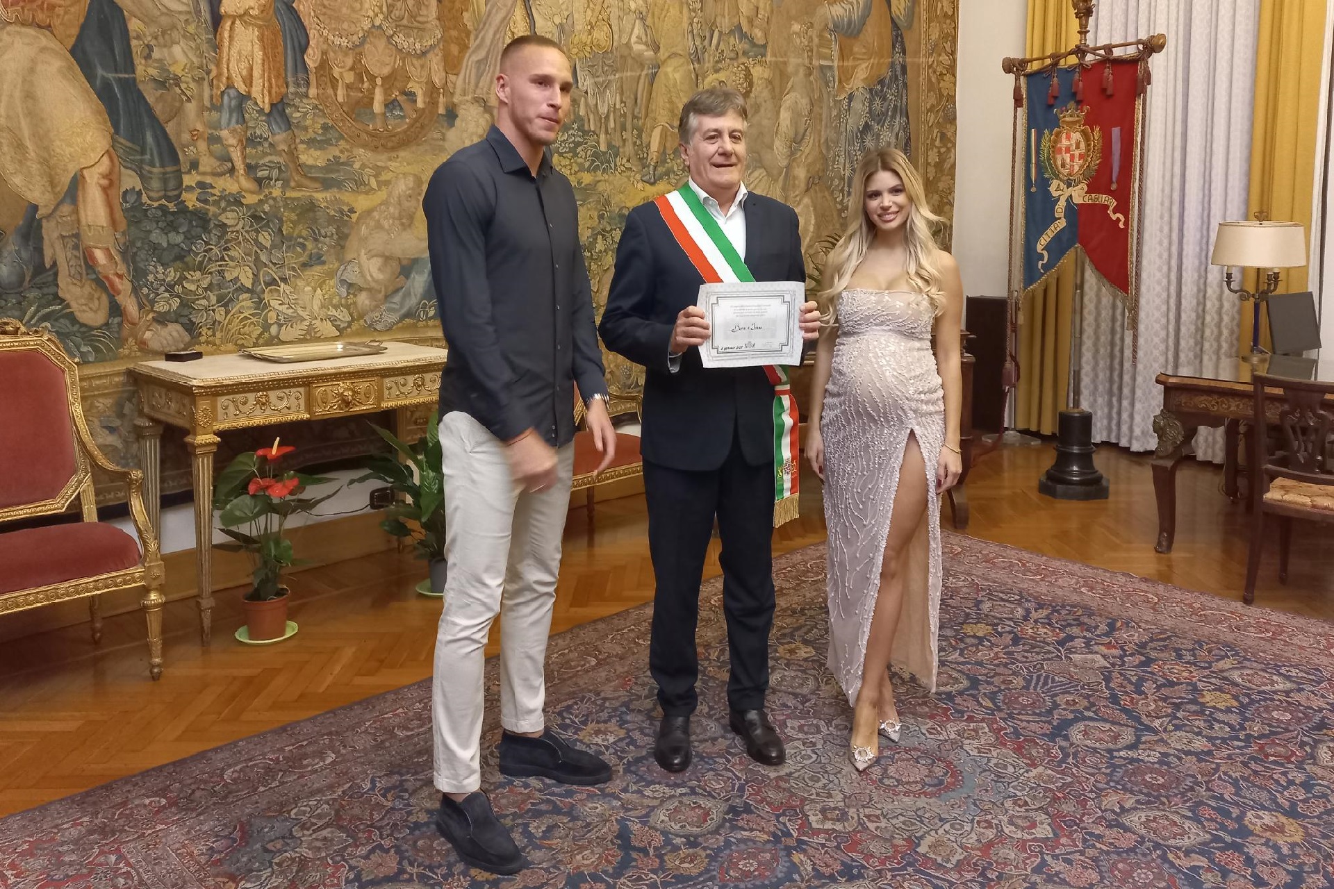 IL presidente Tocco con Boris Radunovic e Ivana Martinovic