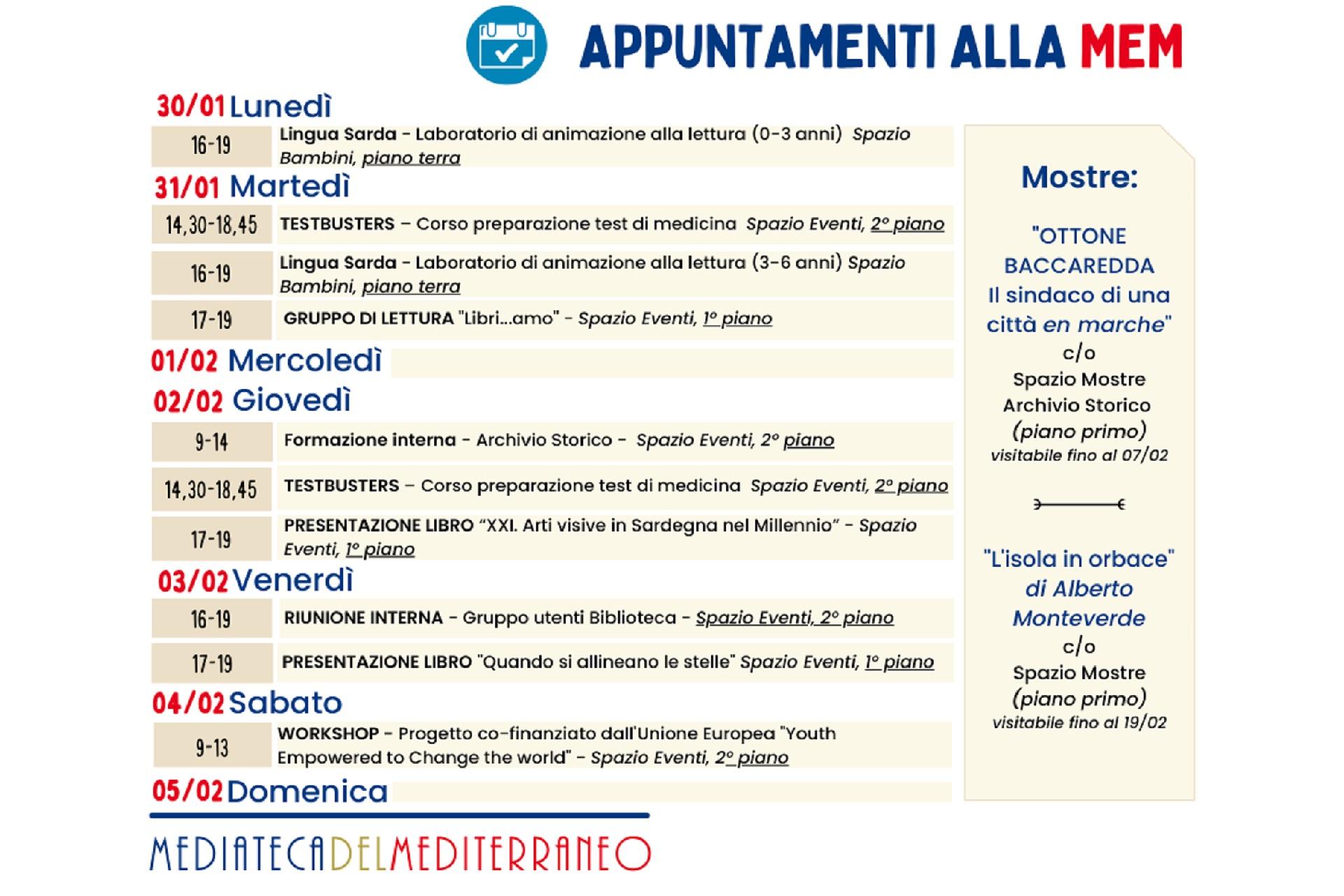 Calendario MEM - 30 gennaio 5 febbraio 2023
