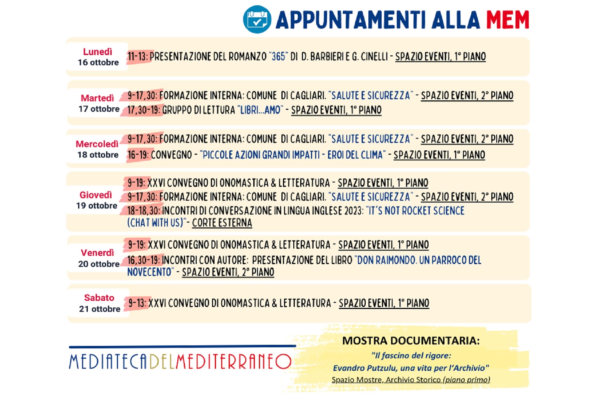 Calendario appuntameni