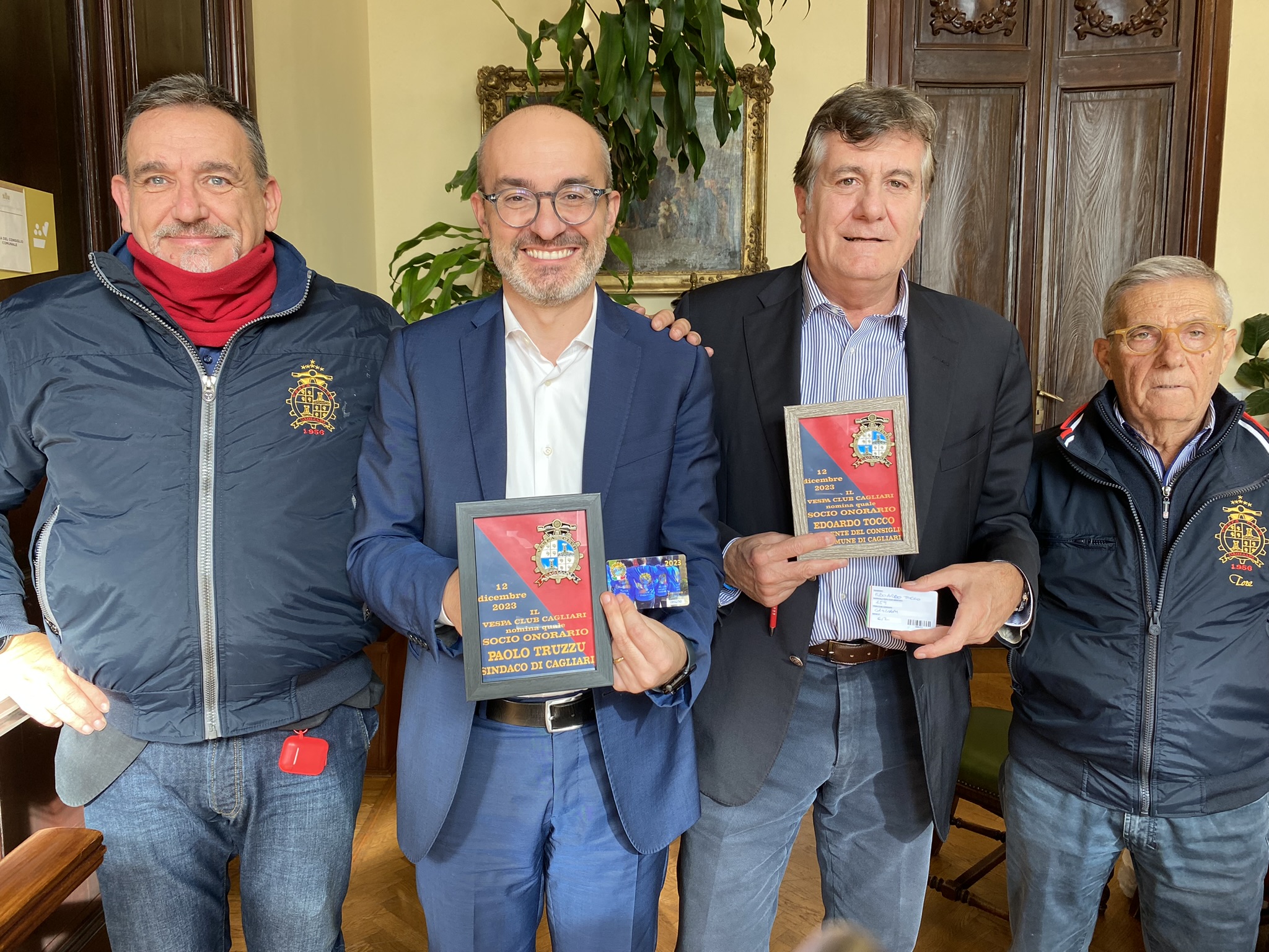 Il sindaco Truzzu, il presidente Tocco e Maurizio Vannini