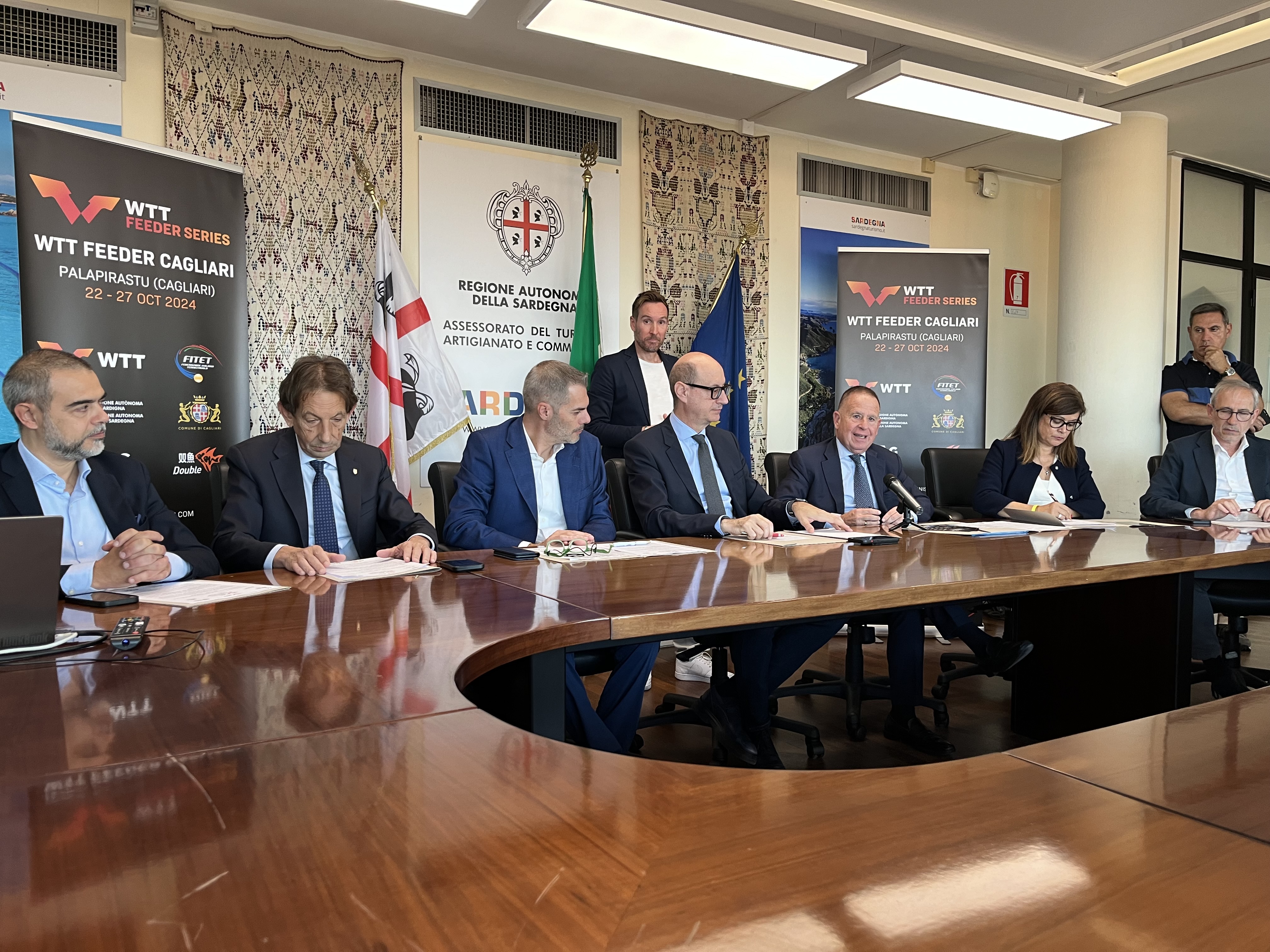 L'assessore Macciotta alla presentazione del Torneo internazionale WTT di Tennistavolo 2024