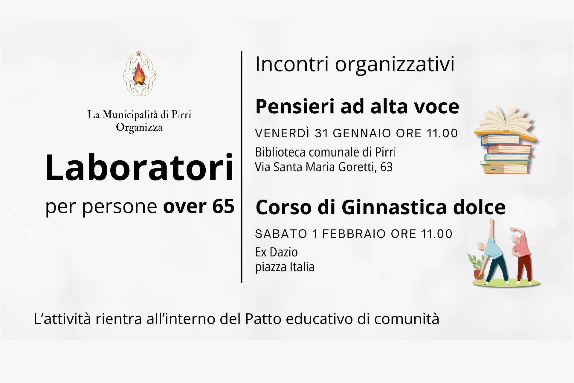 Laboratori per over 65 nella Municipalità di Pirri