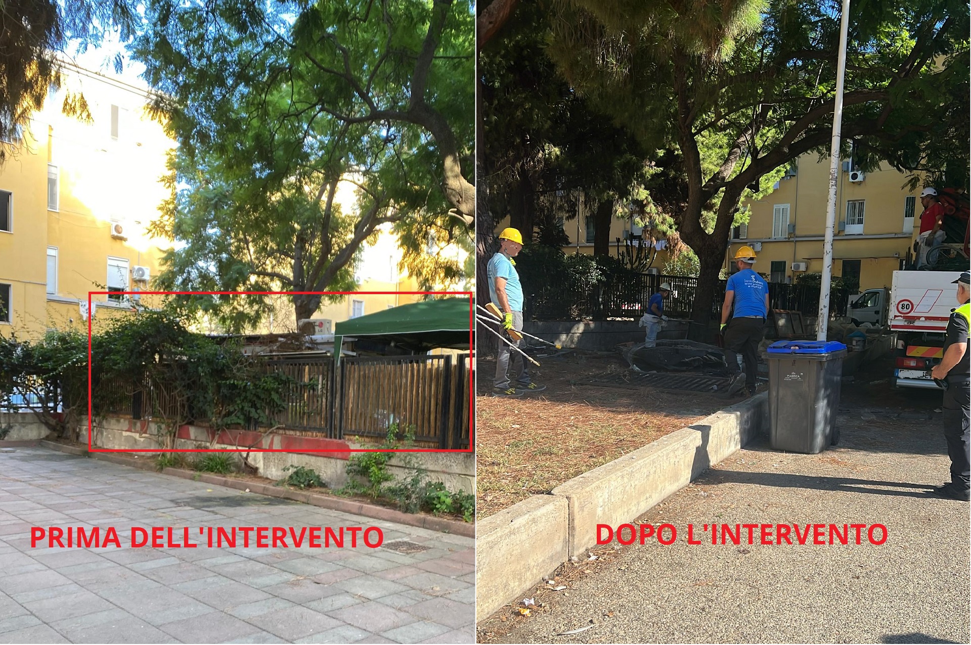 Cagliari - intervento straordinario nella piazza Medaglia Miracolosa