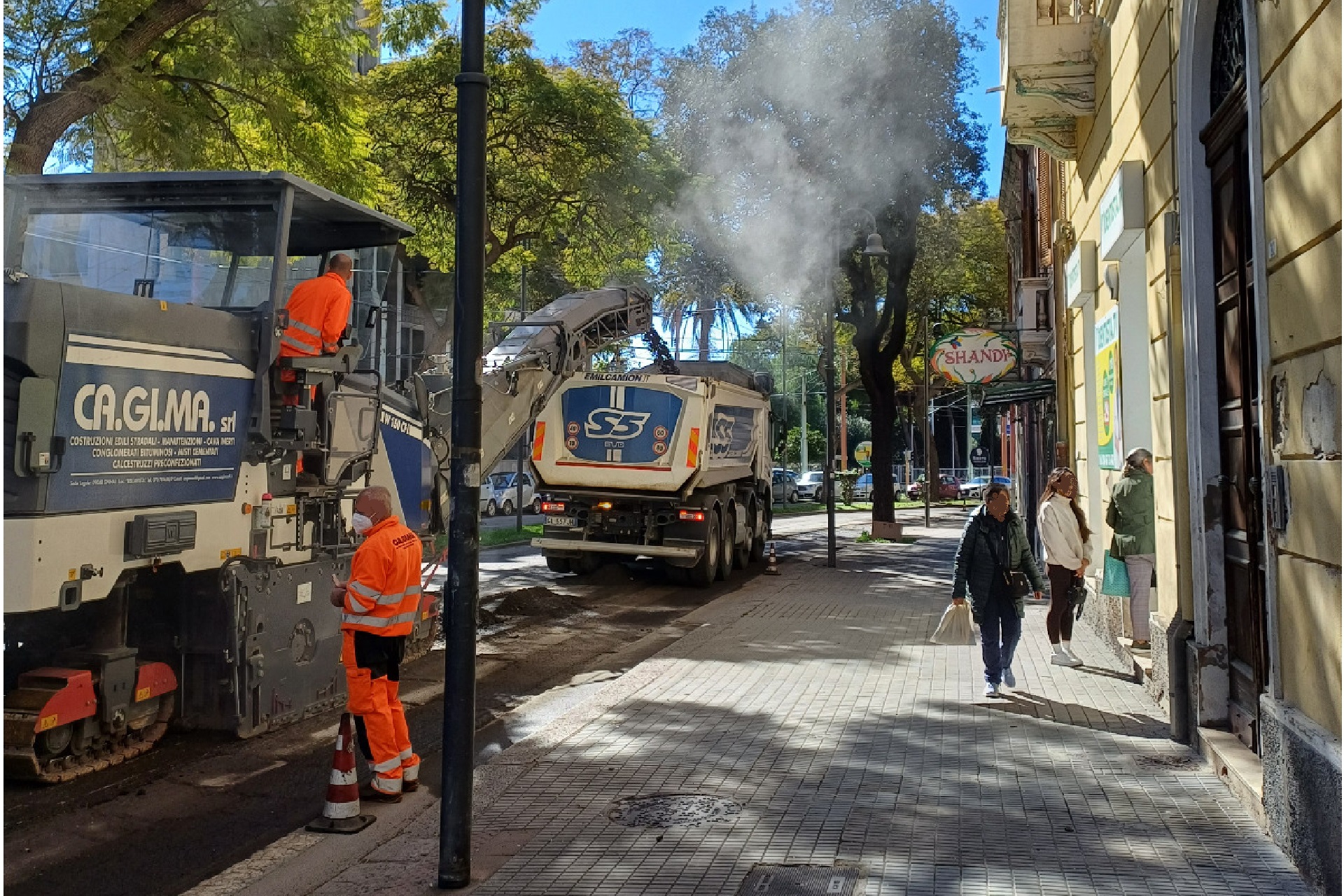 Cagliari - Lavori stradali in via Dante