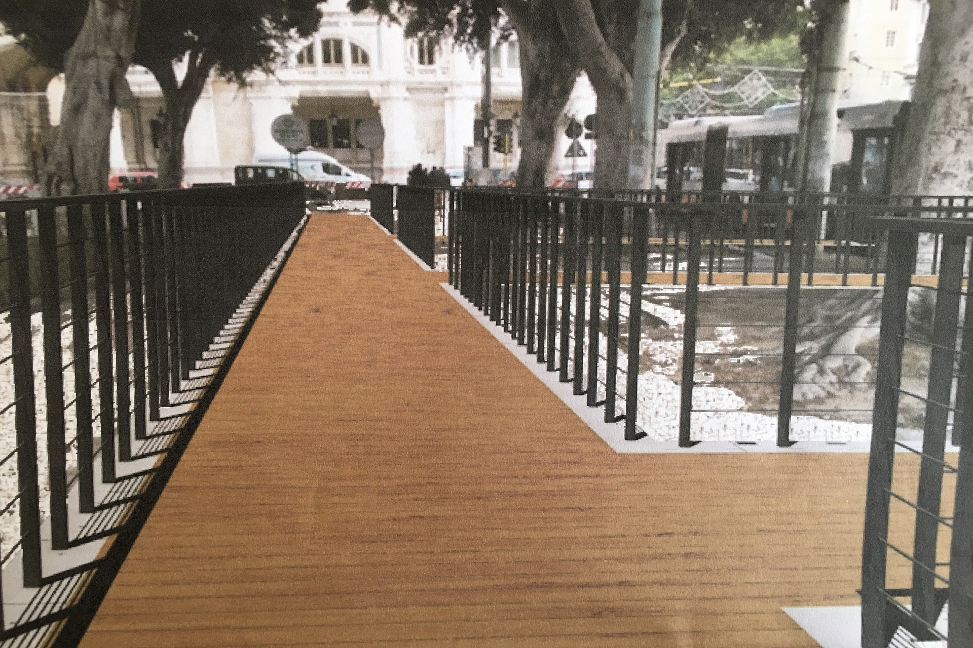 Piazza Matteotti - simulazione grafica del percorso pedonale
