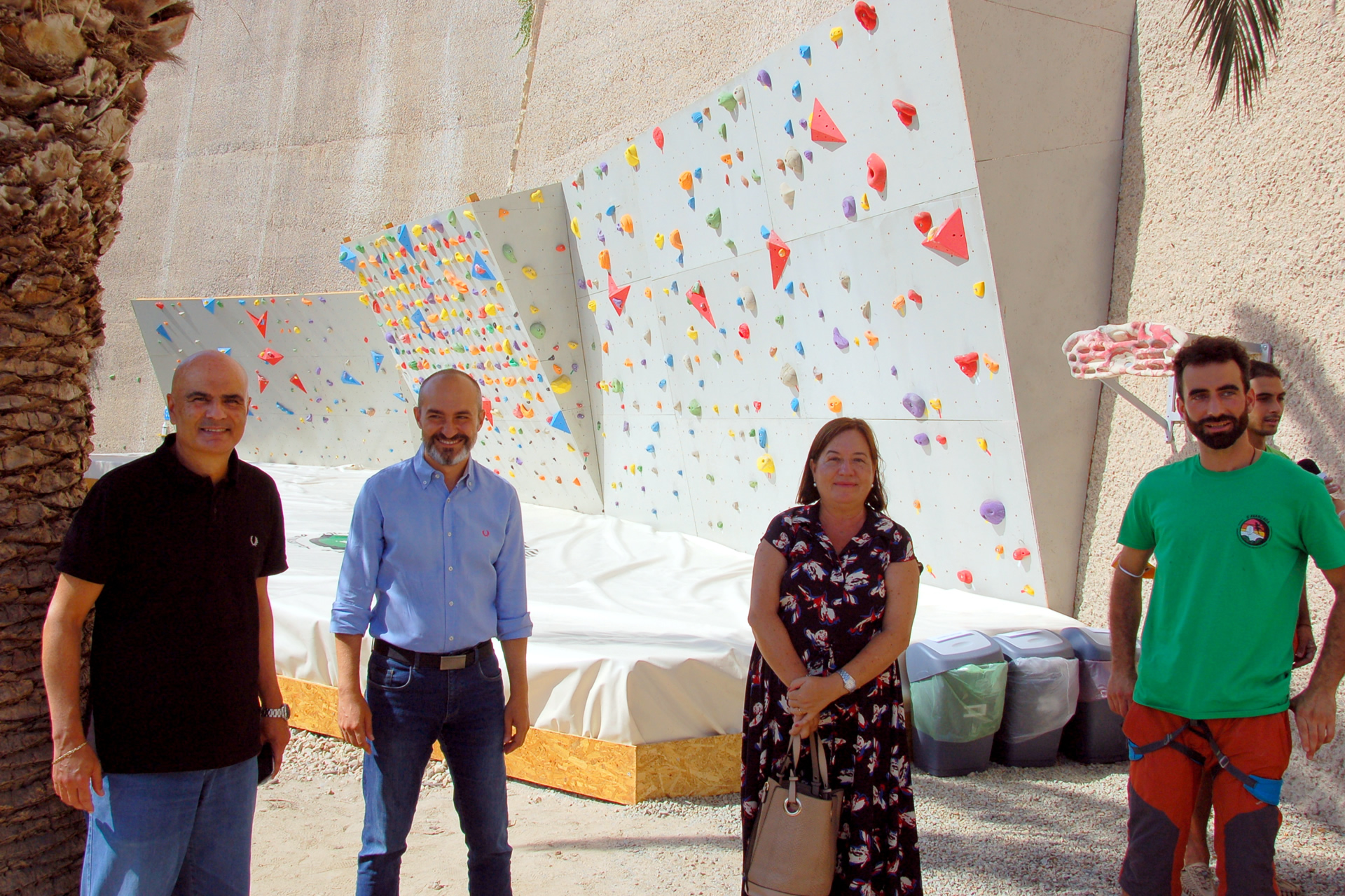 Il sindaco Truzzu e gli assessori Sorgia e Deidda: parete arrampicata sportiva