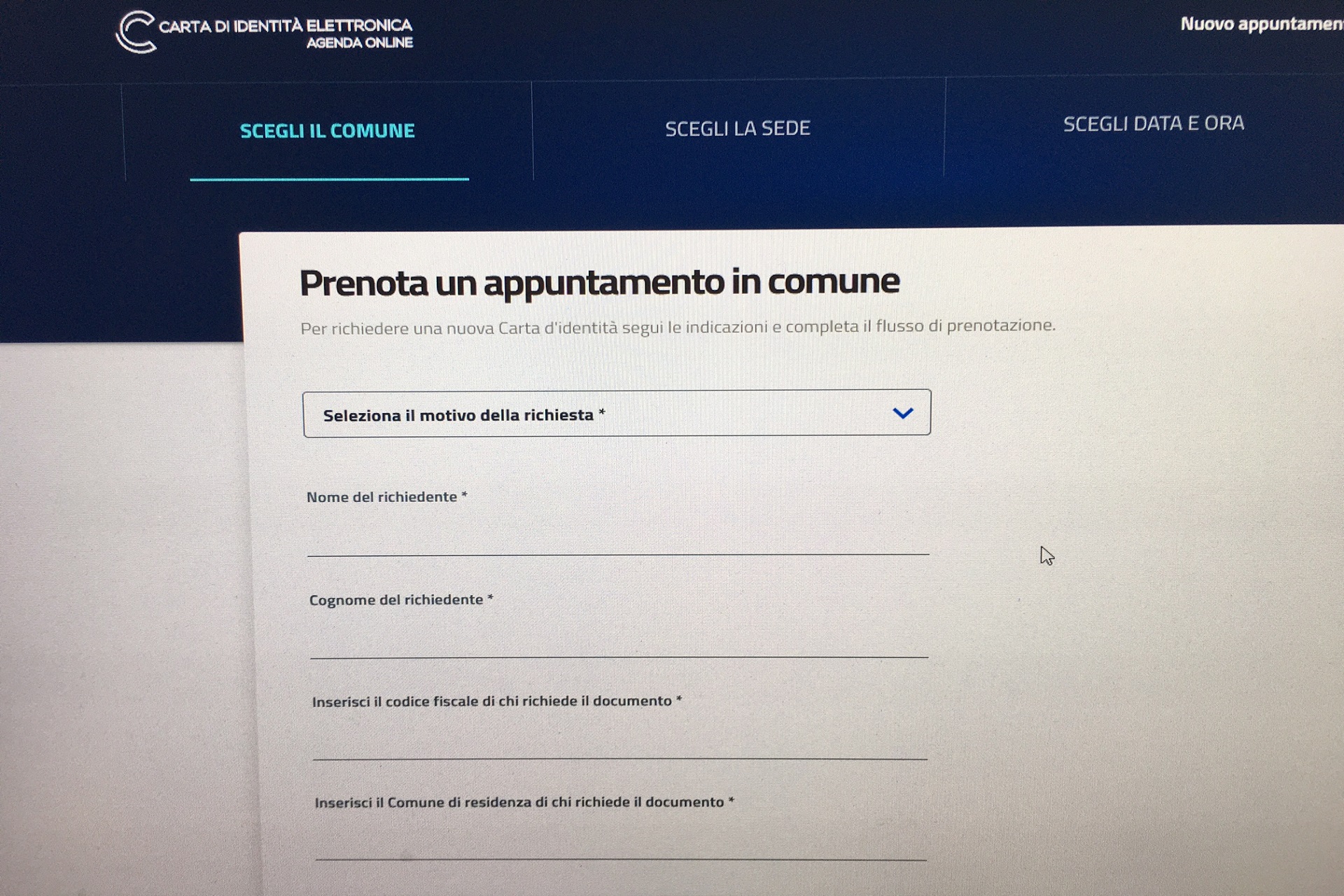 Carta Identità Elettronica - prenotazione appuntamento