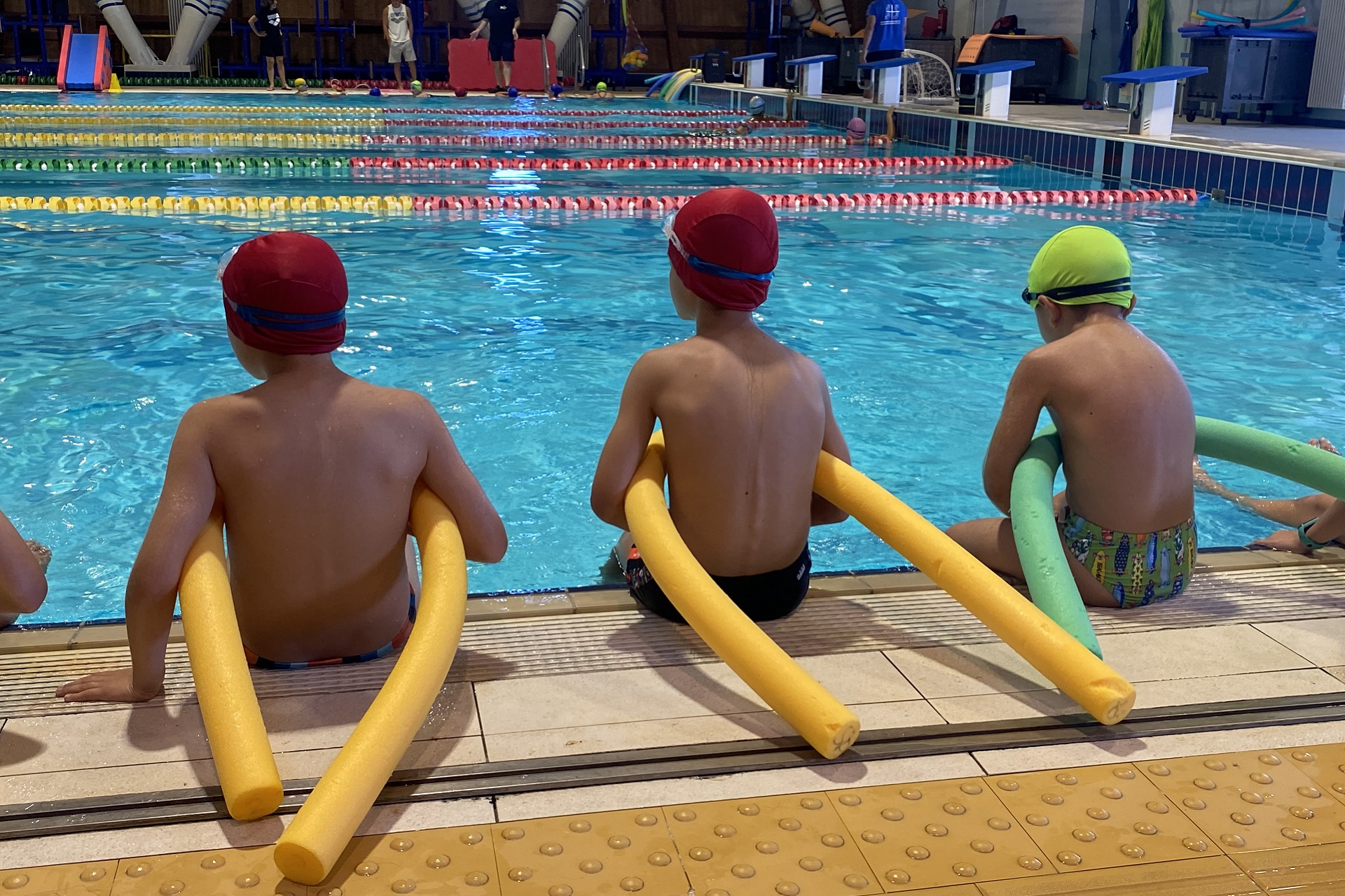 Gli aspiranti nuotatori pronti al tuffo