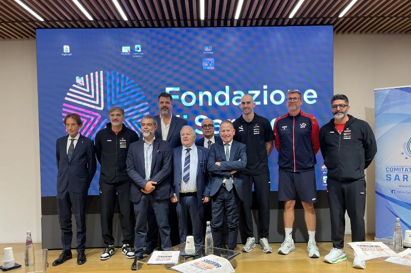 I protagonisti della conferenza stampa della Sardinia international volley cup