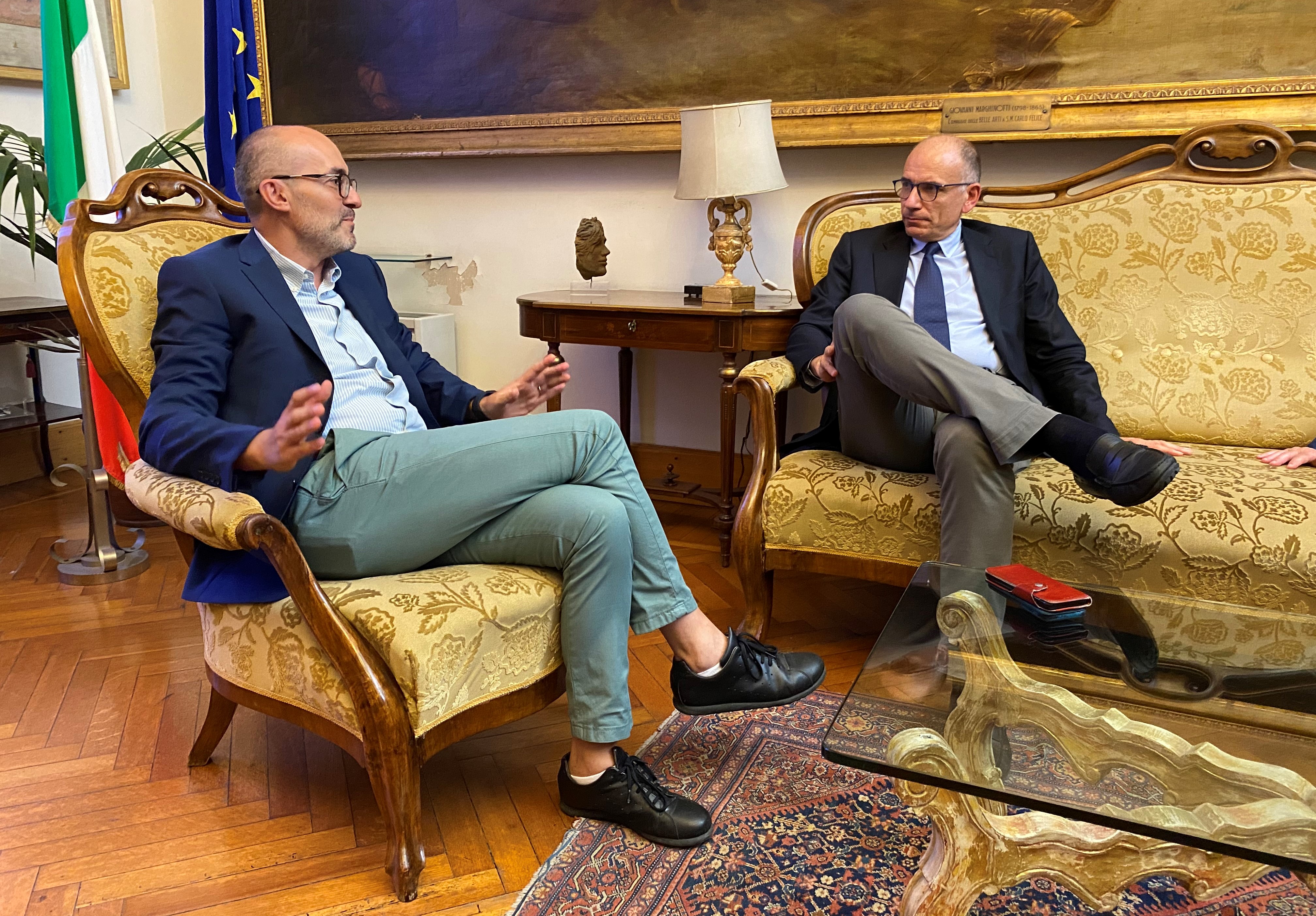 Il sindaco Truzzu e il segretario PD Letta