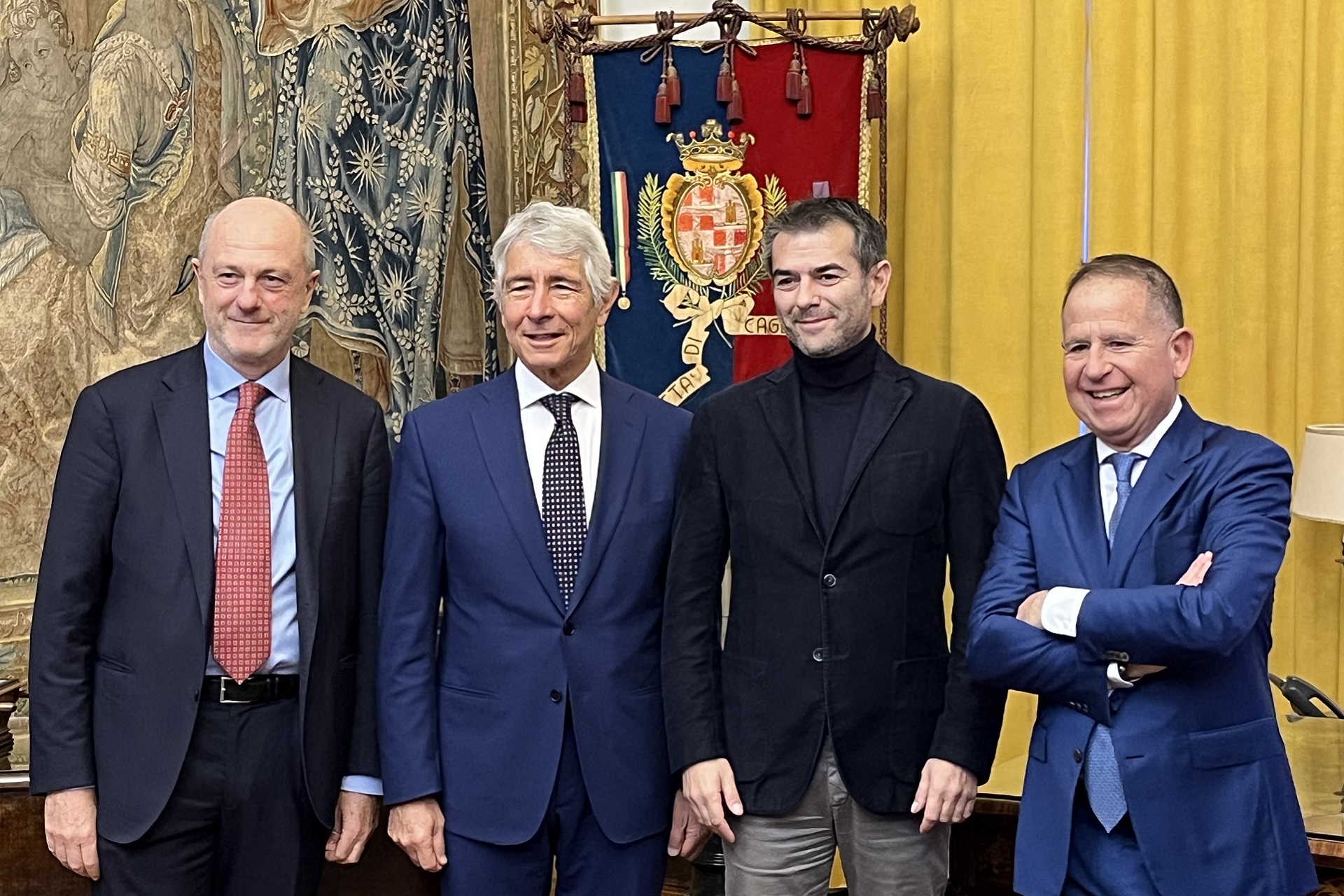 Massimo Zedda e il Ministro Andrea Abodi tra Angelo Binaghi e Giuseppe Macciotta
