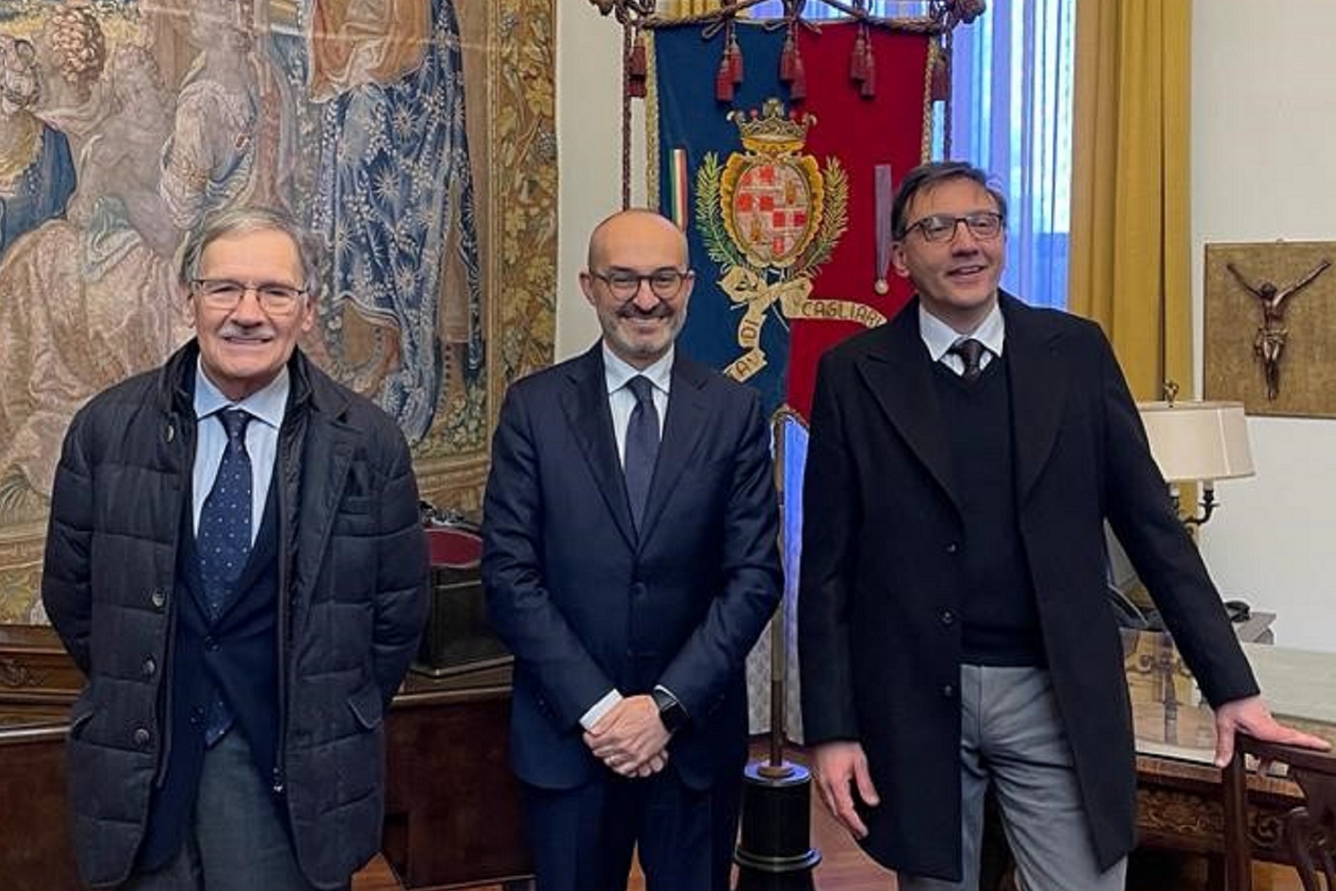 Paolo Truzzu con Giovanni Parmigiani e Pier Davide Fantoni