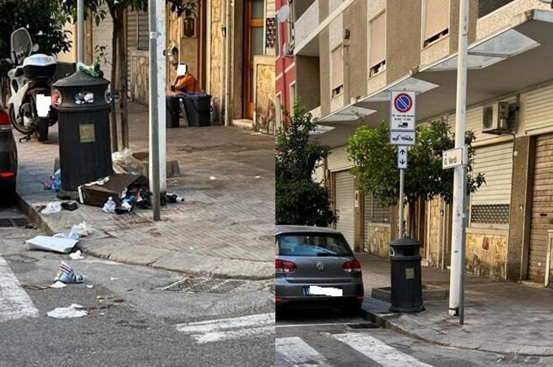 Via Verdi prima e dopo la pulizia