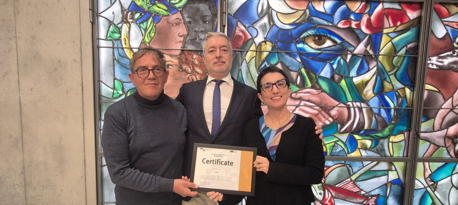 L'assessora Giulia Andreozzi a Zurigo, il presidente Eccar Benedetto Zacchiroli (al centro) e il funzionario Fabio Simula